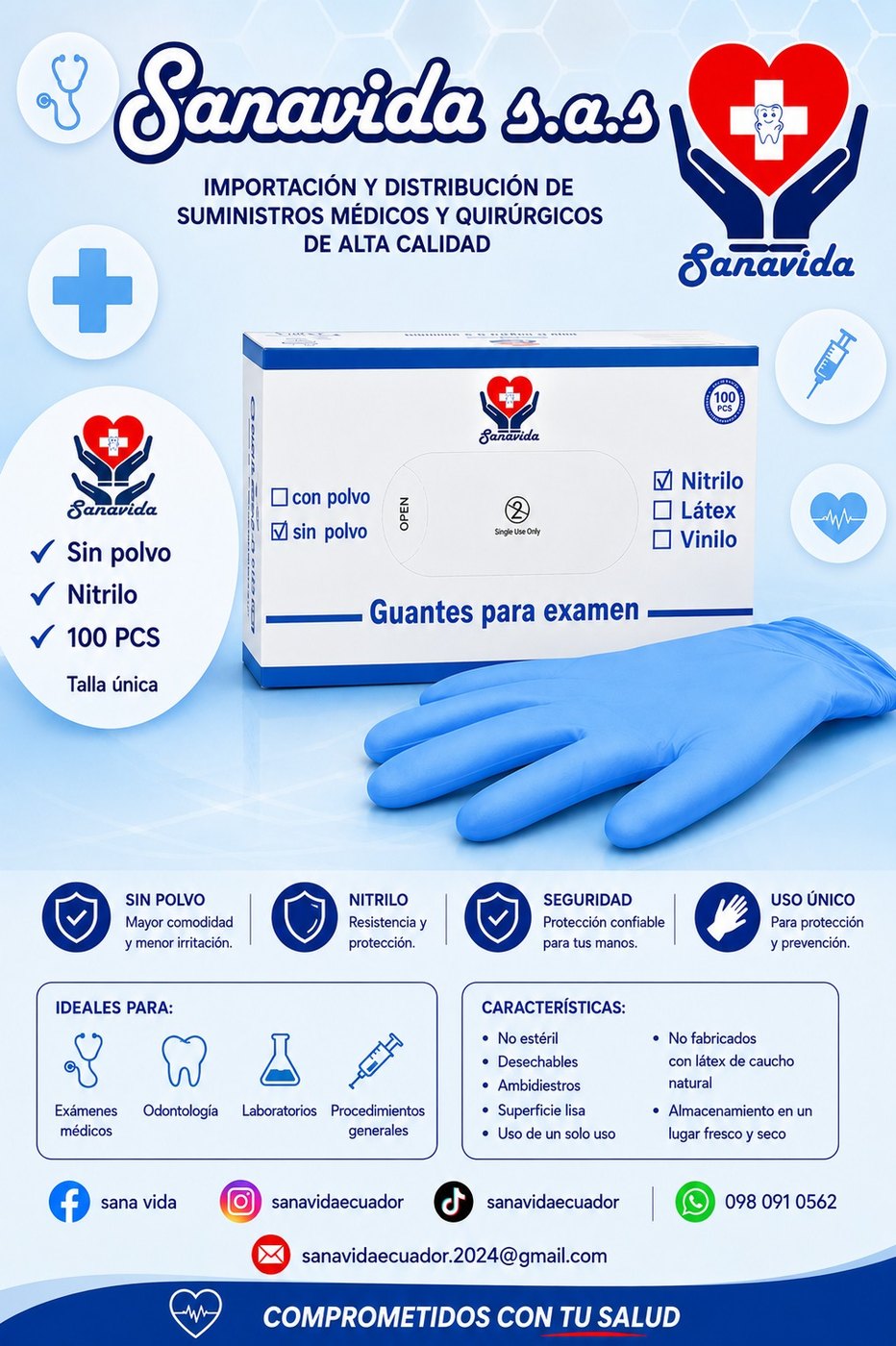 Guantes de nitrilo Sanavida