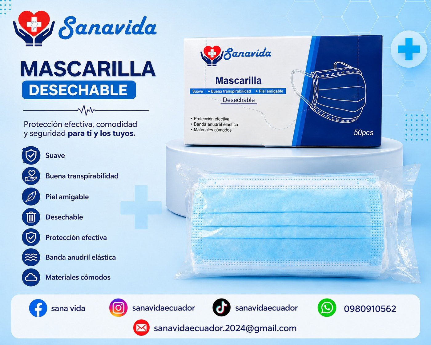 Mascarillas desechables Sanavida